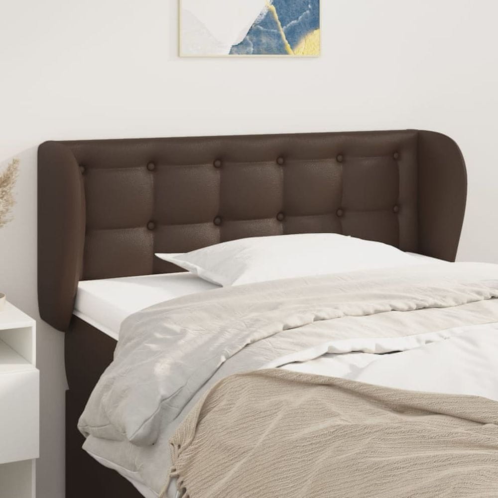 Vidaxl Čelo postele so záhybmi hnedé 83x23x78/88 cm umelá koža